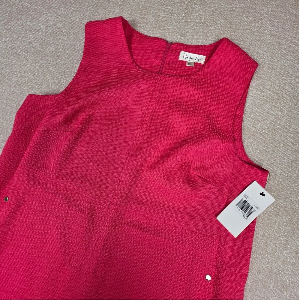 Harper Rose Womens Magenta Pink Sleeveless Jewel Neck Shift Dress Size 14 NWT